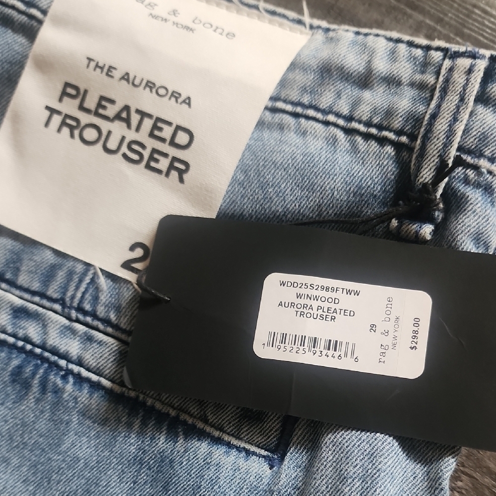rag & bone Aurora Pleated Trousers in Light Blue - Picture 2 of 6